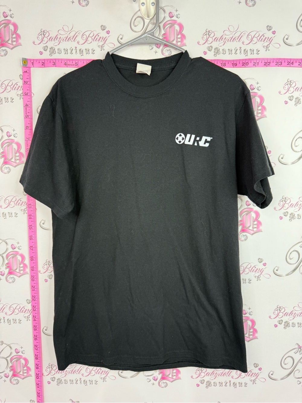 Port and Company Black Tee with Small White URC Logo